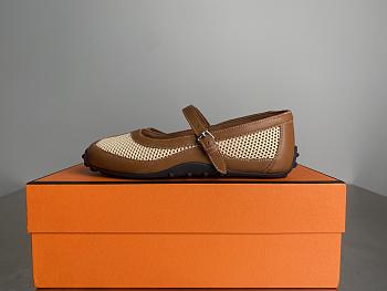 Bagsaaa Hermes Kichu ballet flat beige
