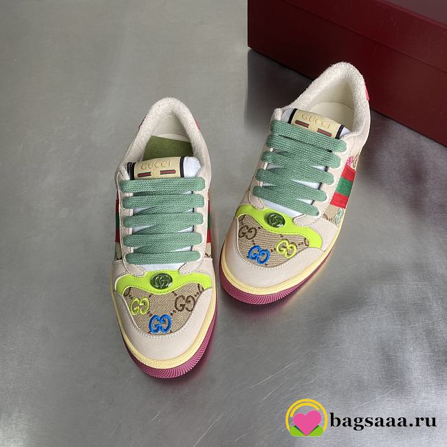Bagsaa Gucci Women's Screener sneaker 838873 Pink and green stripe - 1