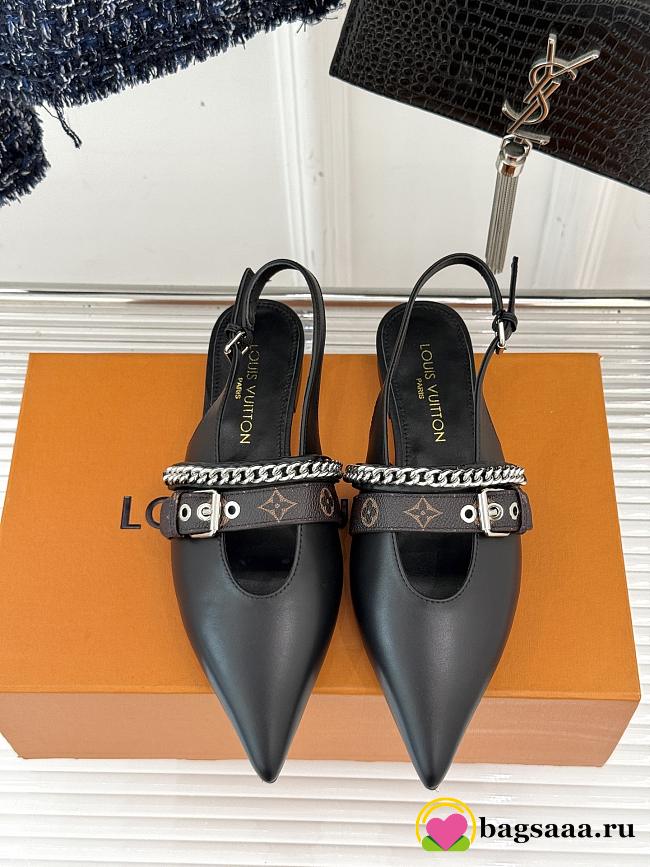 Bagsaaa LV Vibe Slingback Flat Ballerina Black - 1