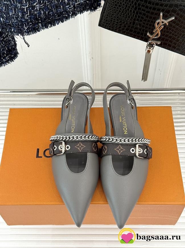 Bagsaaa LV Vibe Slingback Flat Ballerina Gray - 1