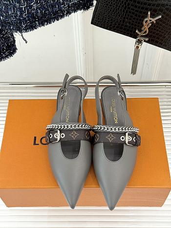 Bagsaaa LV Vibe Slingback Flat Ballerina Gray