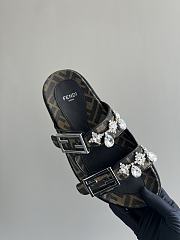 Bagsaaa Fendi Crystal Buckle Slides with Logo Print - 3