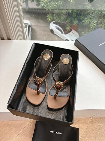 Bagsaaa YSL Otero crystal-embellished satin mules Bronze 7.5cm