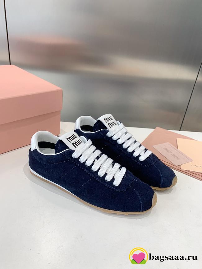 Bagsaaa Miu Miu Plume suede sneakers navy blue - 1