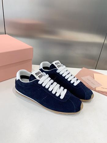 Bagsaaa Miu Miu Plume suede sneakers navy blue