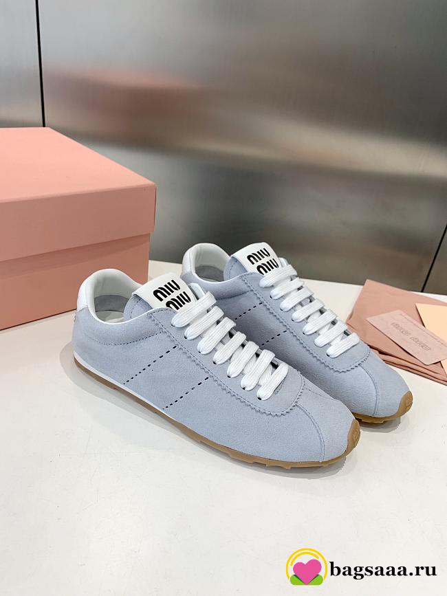 Bagsaaa Miu Miu Plume suede sneakers light blue - 1