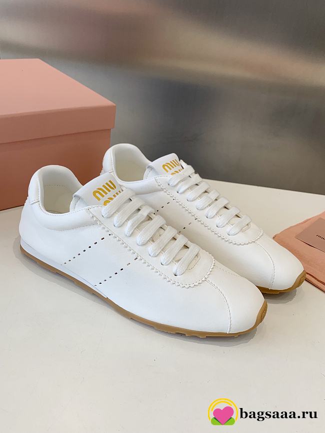 Bagsaaa Miu Miu Plume nappa leather sneakers white - 1