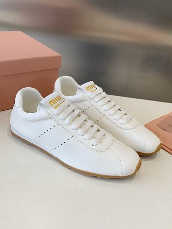 Bagsaaa Miu Miu Plume nappa leather sneakers white