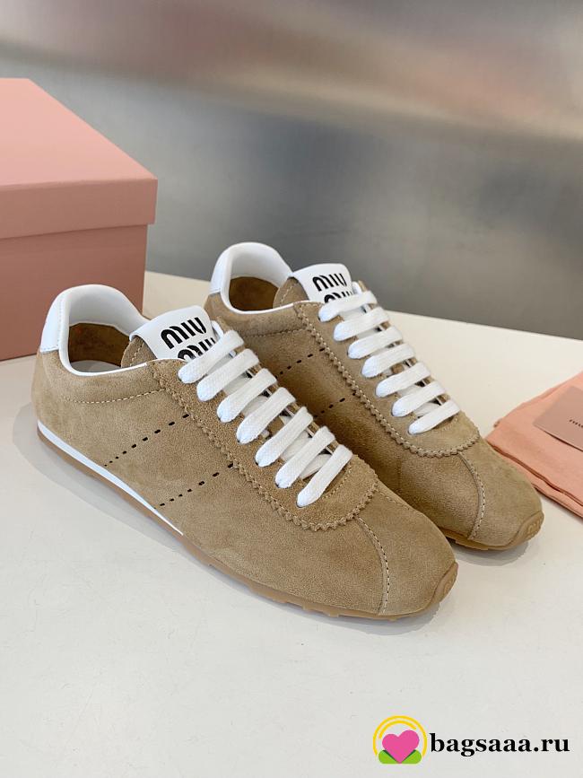 Bagsaaa Miu Miu Plume suede sneakers beige - 1