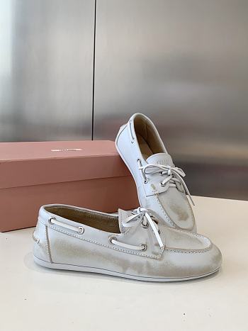 Bagsaaa Miu Miu Unlined bleached leather boat shoes white