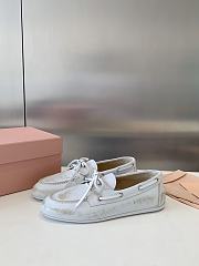 Bagsaaa Miu Miu Unlined bleached leather boat shoes white - 3