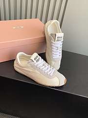 Bagsaaa Miu Miu Plume technical fabric and suede sneakers white - 4