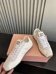 Bagsaaa Miu Miu Plume technical fabric and suede sneakers white - 3
