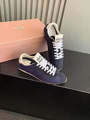 Bagsaaa Miu Miu Plume technical fabric and suede sneakers navy - 4