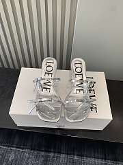 Bagsaaa Loewe Petal sandal in metallic calfskin silver 4.5cm - 1