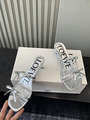 Bagsaaa Loewe Petal sandal in metallic calfskin silver 4.5cm - 4