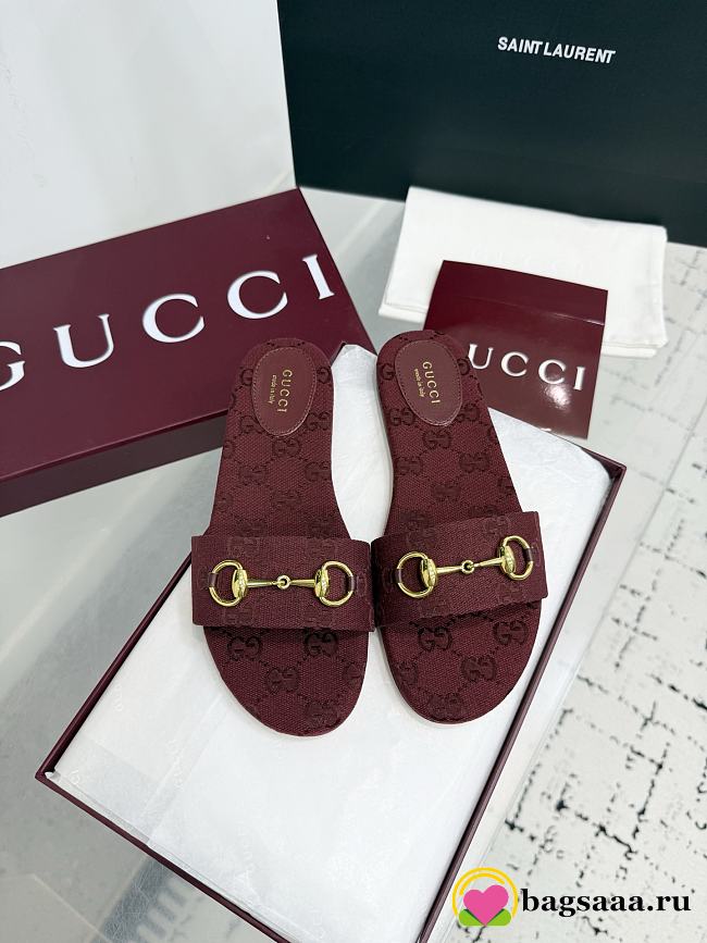 Bagsaaa Gucci Women's slide sandal with Horsebit red - 1