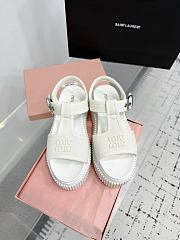 Bagsaaa Miu Miu Denim flatform sandals white - 1