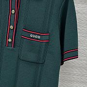 Bagsaaa Gucci Polo shirt with striped trim 691713 green - 3