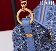 Bagsaaa Diorstar Hobo Bag with Chain Denim Blue Tweed with White Cannage Motif - 22cm - 4