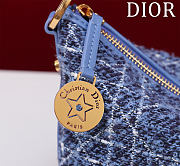 Bagsaaa Diorstar Hobo Bag with Chain Denim Blue Tweed with White Cannage Motif - 22cm - 3