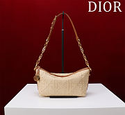 Bagsaaa Diorstar Hobo Bag with Chain Beige Cannage Raffia - 22cm - 1