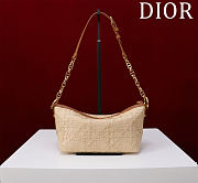 Bagsaaa Diorstar Hobo Bag with Chain Beige Cannage Raffia - 22cm - 3