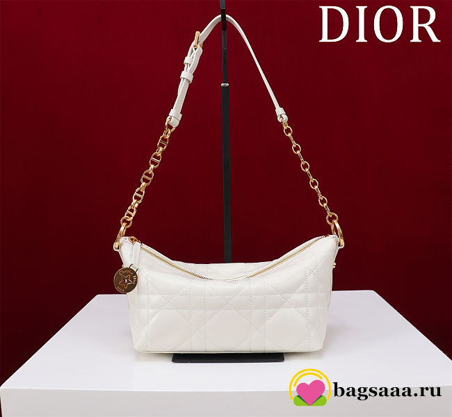 Bagsaaa Diorstar Hobo Bag with Chain Latte Macrocannage Lambskin - 22cm - 1