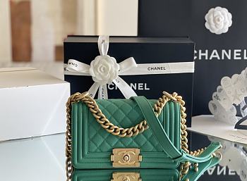 Bagsaaa Chanel Boy Green Caviar & Gold - 20cm