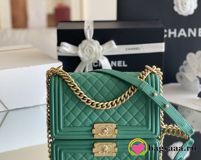 Bagsaaa Chanel Boy Green Caviar & Gold - 25cm - 1