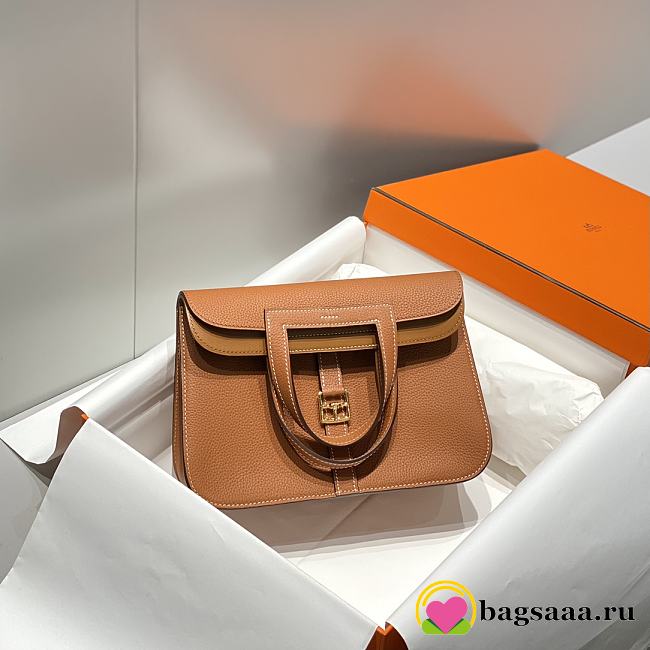 Bagsaaa Hermes Halzan Brown & Gold - 25cm - 1