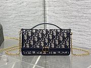 Bagsaaa Dior 30 Montaigne Cigale Pouch with Chain Blue Dior Oblique Jacquard - 21cm - 1