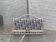 Bagsaaa Dior 30 Montaigne Cigale Pouch with Chain Blue Dior Oblique Chambray with Raffia Effect - 21cm - 1