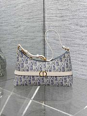 Bagsaaa 30 Montaigne Cigale Mini Bag Blue Dior Oblique Chambray with Raffia Effect and Light Biscuit Smooth Calfskin - 24cm - 1