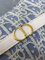 Bagsaaa 30 Montaigne Cigale Mini Bag Blue Dior Oblique Chambray with Raffia Effect and Light Biscuit Smooth Calfskin - 24cm - 4