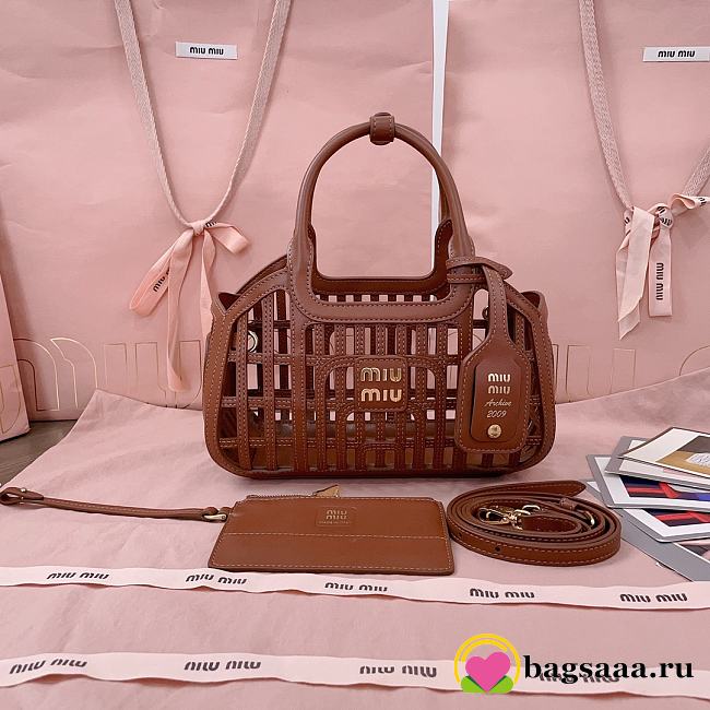 Bagsaaa Miu Miu Leather basket 5BA294 brown - 24cm - 1
