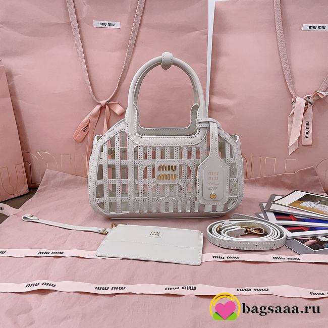Bagsaaa Miu Miu Leather basket 5BA294 white - 24cm - 1