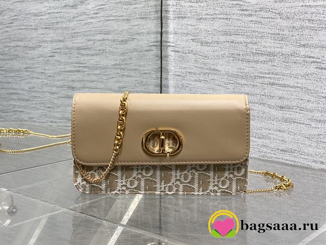 Bagsaaa Miss Caro Pouch with Chain Beige Dior Oblique Jacquard and Smooth Calfskin - 19cm - 1