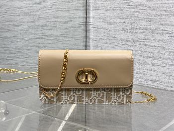 Bagsaaa Miss Caro Pouch with Chain Beige Dior Oblique Jacquard and Smooth Calfskin - 19cm