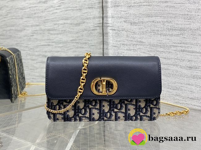 Bagsaaa Dior Miss Caro Pouch with Chain Blue Dior Oblique Jacquard and Smooth Calfskin - 19cm - 1