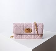 Bagsaaa Dior Miss Caro Pouch with Chain Powder Pink Macrocannage Lambskin - 19cm - 1