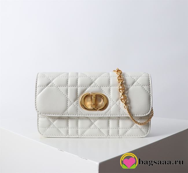 Bagsaaa Dior Miss Caro Pouch with Chain Latte Macrocannage Lambskin - 19cm - 1