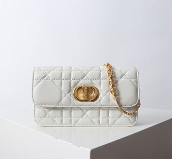Bagsaaa Dior Miss Caro Pouch with Chain Latte Macrocannage Lambskin - 19cm