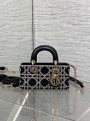 Bagsaaa Dior Lady D-Joy Micro Bag Cannage Embroidery with Black Beads and Silver-Tone Strass - 16cm - 1