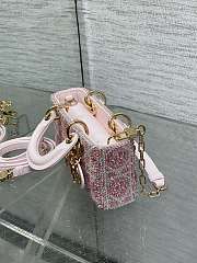 Bagsaaa Dior Lady D-Joy Micro Bag Cannage Embroidery with Pink Beads and Silver-Tone Strass - 16cm - 2
