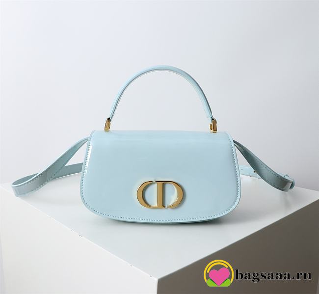 Bagsaaa Dior Small 30 Montaigne Avenue Top Handle Bag Pale Blue Patent Calfskin - 19cm - 1