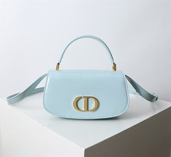 Bagsaaa Dior Small 30 Montaigne Avenue Top Handle Bag Pale Blue Patent Calfskin - 19cm