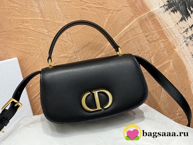 Bagsaaa Dior Small 30 Montaigne Avenue Top Handle Bag Black Ribbed Calfskin - 19 x 9 x 8 cm - 1