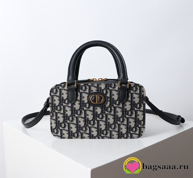 Bagsaaa Dior 30 Montaigne Mini Doctor Bag Blue Dior Oblique Jacquard and Smooth Calfskin - 20cm - 1