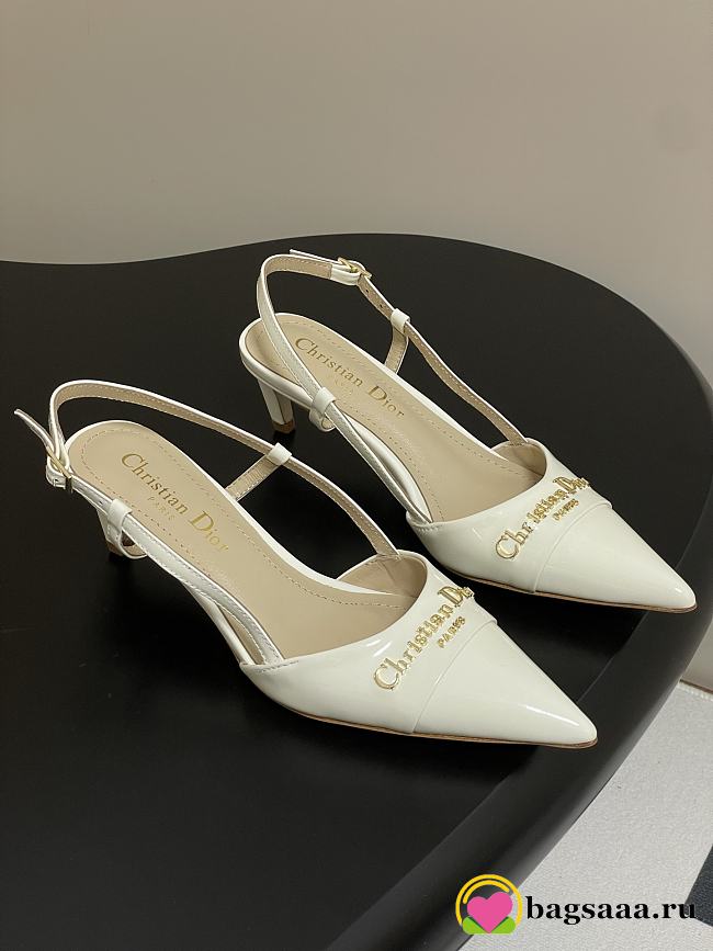 Bagsaaa My Dior Slingback Pump White Patent Calfskin 5cm - 1